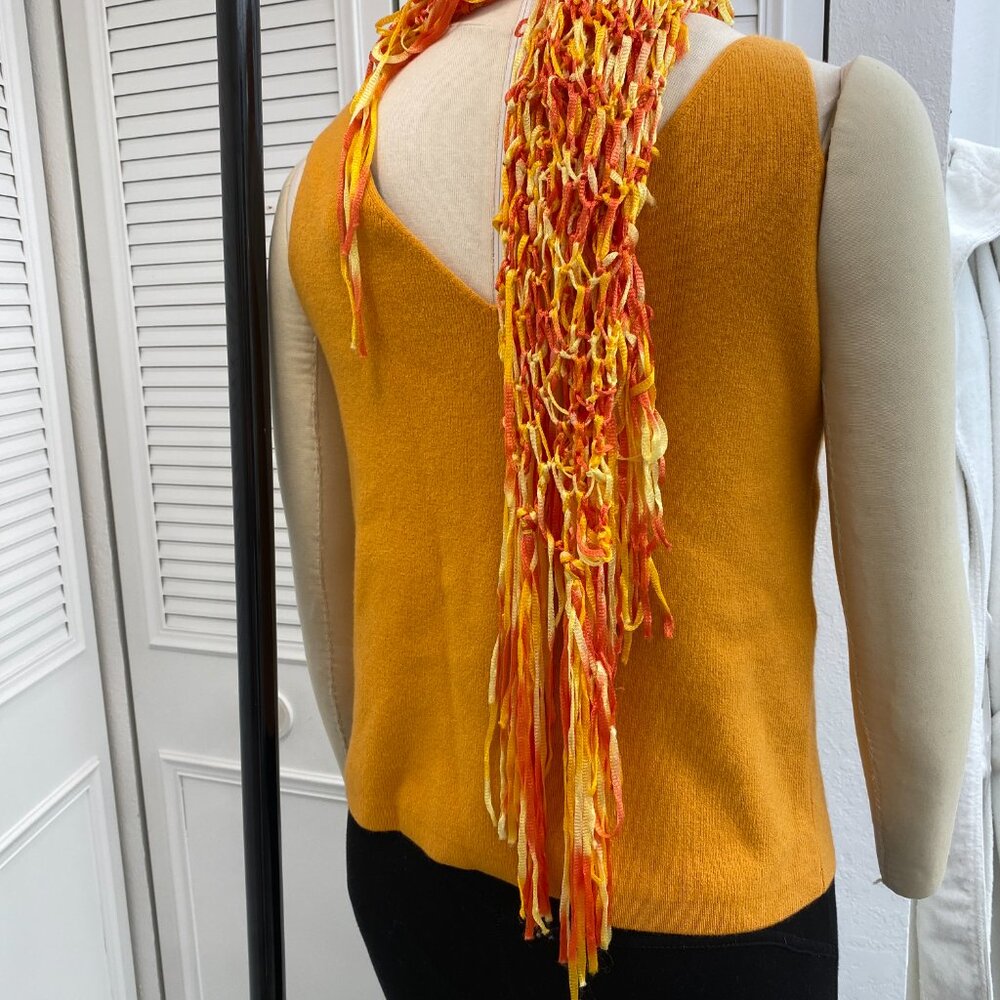 Crochet Poncho Top Oranges Tie Dye OS Doubles as Scarf - Picture 4 of 11